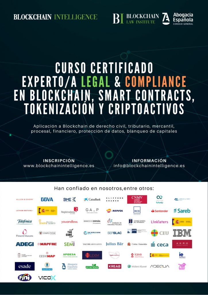 Curso experto/a legal & compliance en blockchain, smart contracts, tokenización y criptoactivos. 17ª edición online