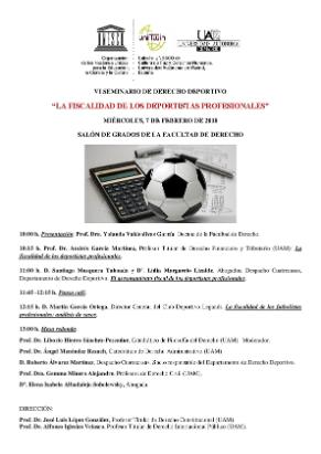VI Edición Seminario de Derecho Deportivo: La fiscalidad de los deportistas profesionales